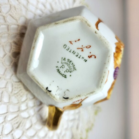 Limoges Creamer La Seynie France Hand Painted Vintage Art Deco Signed 'R… - Picture 8 of 12